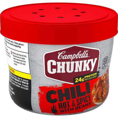Campbells Hot & Spicy With Beans Chili Microwaveable Soup 15.25 oz., PK8 000015905